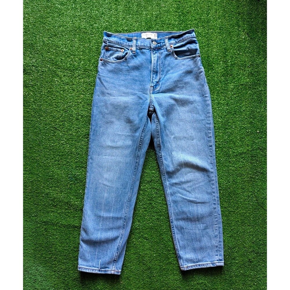 Abercrombie & Fitch High Rise Sz 4 The Mom Jeans 27" Straight Ankle Short